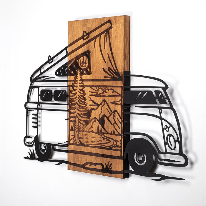 Wallity Caravan Holiday - 379 Accesorio de Pared de Madera y Metal Nogal y Negro Wallity Caravan Holiday - 379 Accesorio de Pared de Madera y Metal Nogal y Negro